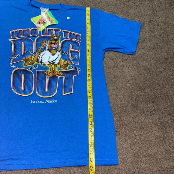 BRAND NEW SCOOBY DOO “WHO LET THE DOG OUT” VINTAGE SHORT SLEEVE BLUE shirt - Picture 6 of 10